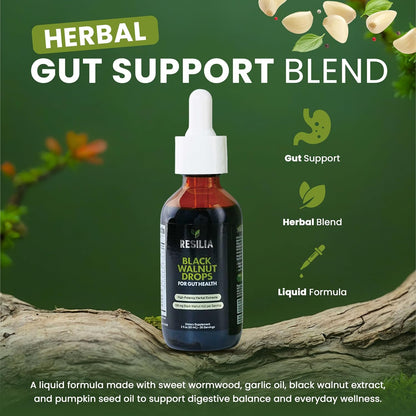 Resilia Herbal Cleanse Liquid Drops – Black Walnut & Wormwood Extract with Pumpkin Seed, Garlic & Turmeric – Alcohol-Free Tincture for Digestive & Daily Wellness Support, 2 fl oz