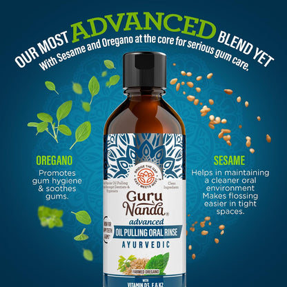 GuruNanda Advanced Oil Pulling Mouthwash with Oregano Oil & Sesame Oil, 8oz