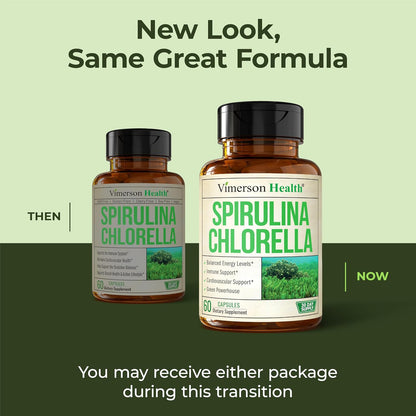 Organic Spirulina and Chlorella Capsules for Immune & Energy Support – 60ct