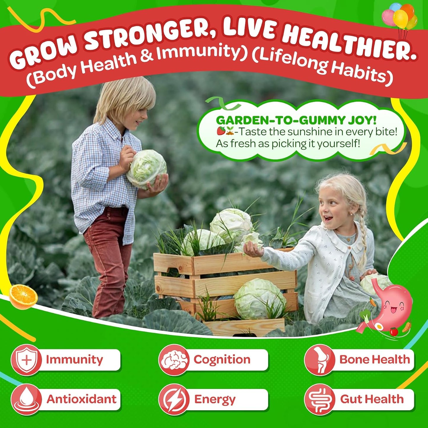 NEVISS Kids Teens Ages 4–17 Multivitamin with Iron Omega3 D3K2, Picky Eater Vitamin Super Greens Gummies, Boys Girls Organic Fruits Veggies Superfood Gummy, Mushroom | Immune Bone Brain, Sugar Free