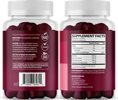 Beet Root Gummies with COQ10 and Grape Seed, Mixed Berry, 30 Servings | Nitric Oxide Supplement with Beetroot, Grape Seed Extract and COQ10 for Performance and Recovery, Vegan, Non-GMO, Gluten-Free