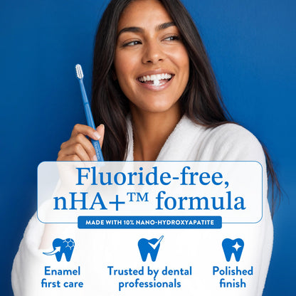 Mouthology 10% Nano Hydroxyapatite Toothpaste Fluoride Free, Whitening*, Rod Shaped nHA, Xylitol Toothpaste for Adults, Enamel Care*, Sensitive Teeth*, SLS Free, Mint 4oz (USA Made) Package May Vary
