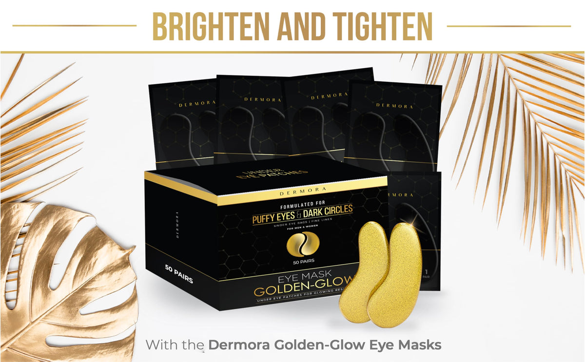 DERMORA Golden Glow Under Eye Patches (50 Pairs Eye Gels) - Rejuvenating Treatment