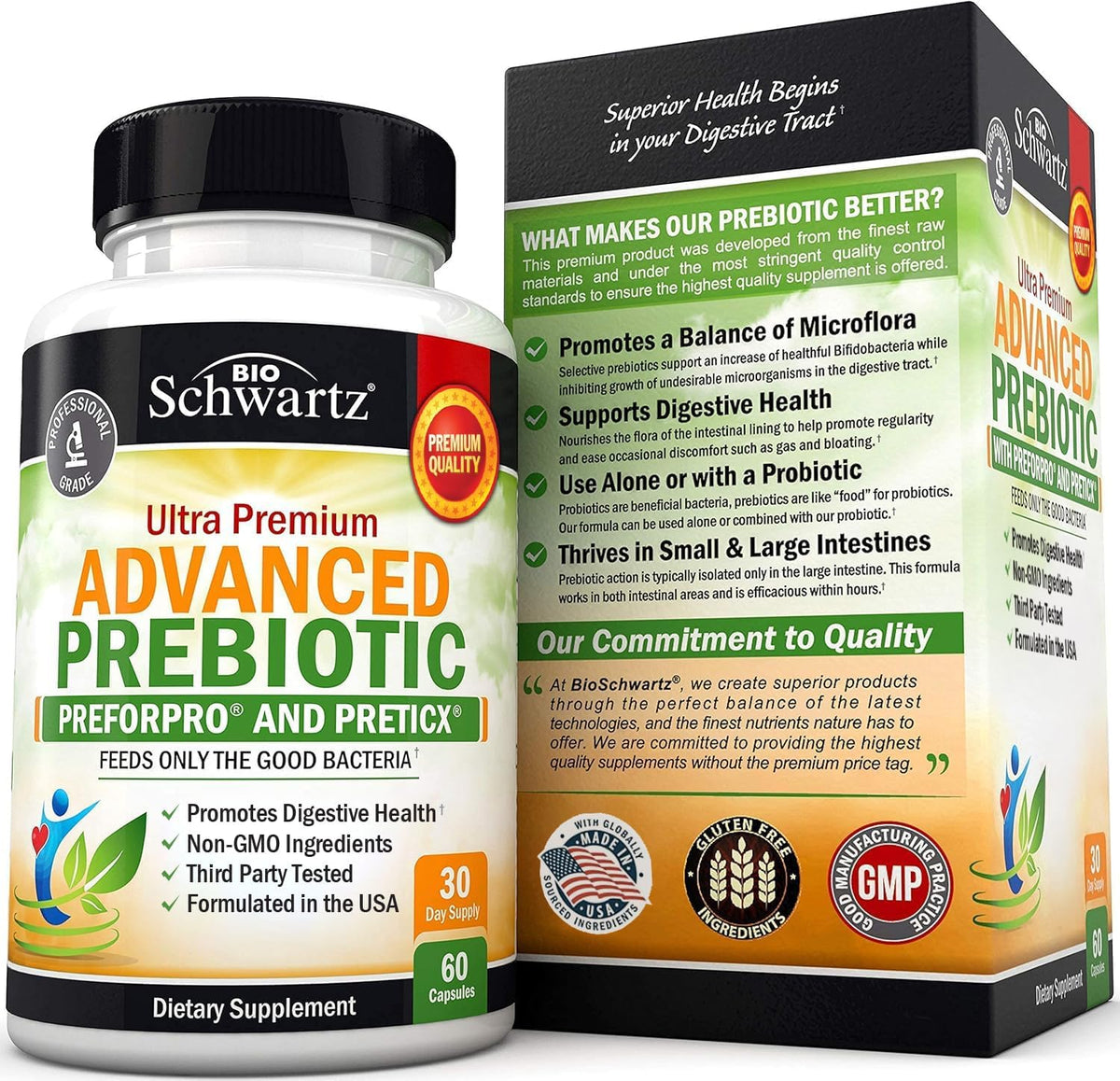 Advanced Prebiotic Fiber | Fast Acting Gut Health Supplement | 60 Capsules