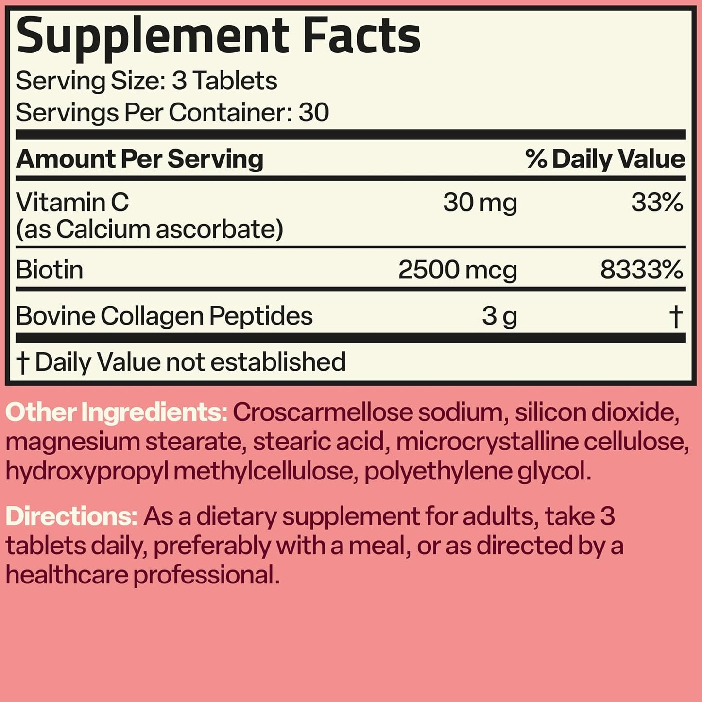 Bronson Collagen Peptides 3000mg with Biotin & Vitamin C, 90 Tablets | Hair, Skin & Nails Support, 3g Collagen per Serving, Non-GMO, Gluten-Free, Soy-Free