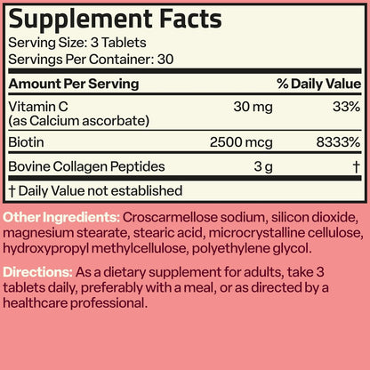 Bronson Collagen Peptides 3000mg with Biotin & Vitamin C, 90 Tablets | Hair, Skin & Nails Support, 3g Collagen per Serving, Non-GMO, Gluten-Free, Soy-Free