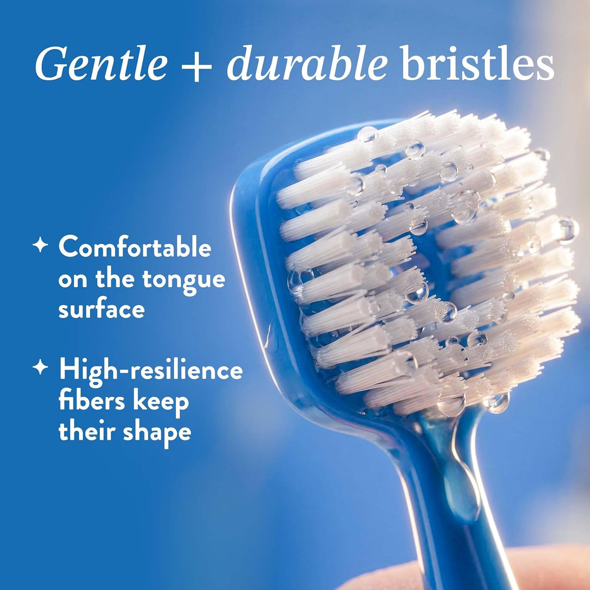 Soft Bristle Tongue Brush for Adults for Bad Breath, Halitosis & Oral Hygiene - Tongue Scraper Brush with Ergonomic Handle & Protective Cap for Easy Storage & Travel - 2 Pack