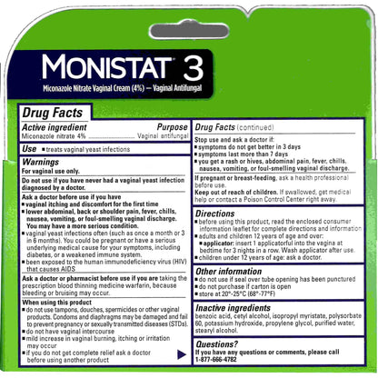 Monistat 3 Cream, 3-Day Treatment for Women: 1x Reusable Applicator & 1x 25g External Anti-Itch Cream Bundle (Pack of 2)