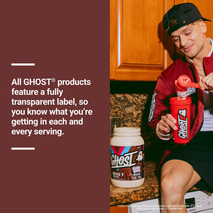 GHOST Whey Protein Powder, Cinnabon - 2LB, 25G of Protein - Cinnamon Roll Flavored Isolate, Concentrate & Hydrolyzed Whey Protein Blend - Post Workout Shakes - Soy & Gluten Free
