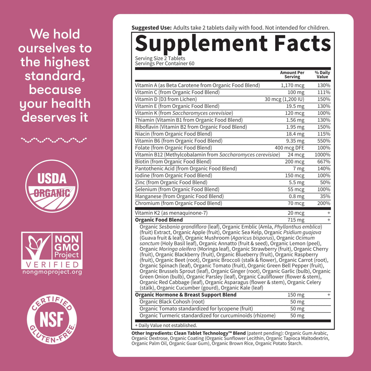 Garden of Life Organics Women 40+ Multivitamin, Vegan, 120 Tablets