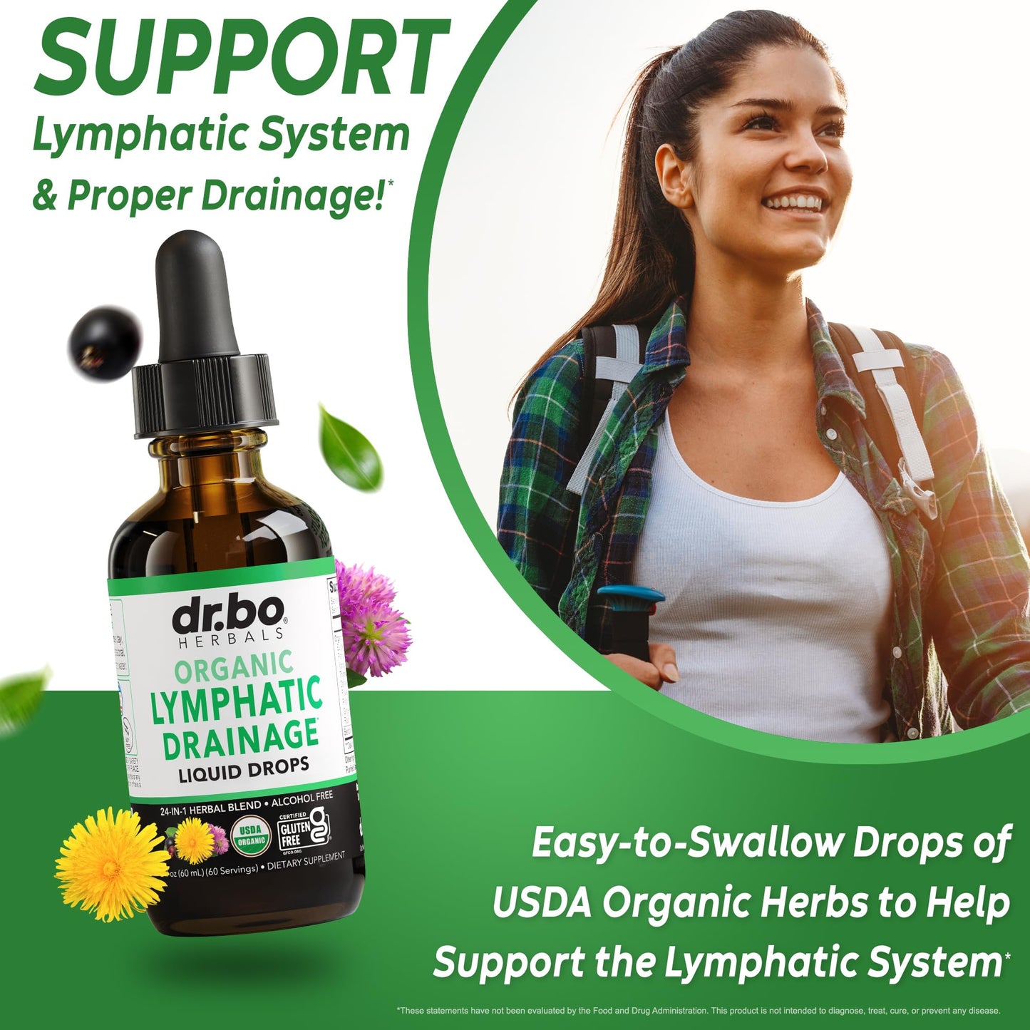 Lymphatic Drainage Supplements Drops - Organic Lymphatic Support Liquid Drops Cleanse with Echinacea, Lymph System Support Supplement, Lymph Node Detox Cleanse System Drainage - 1oz Non-GMO Organics