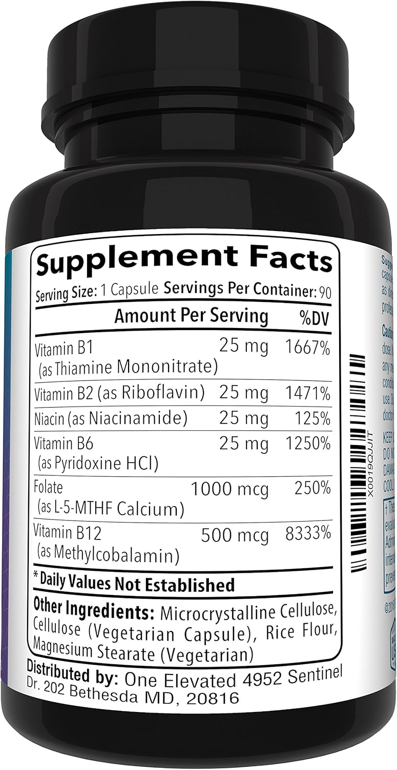 Double Strength & Most Bioactive Methyl Folate! Uniquely Formulated with Highest Pharmaceutical Grade Methylcobalamin (B12), Niacin, B1, B2 B6. Works Synergistically for Max Results-3 Month Supply