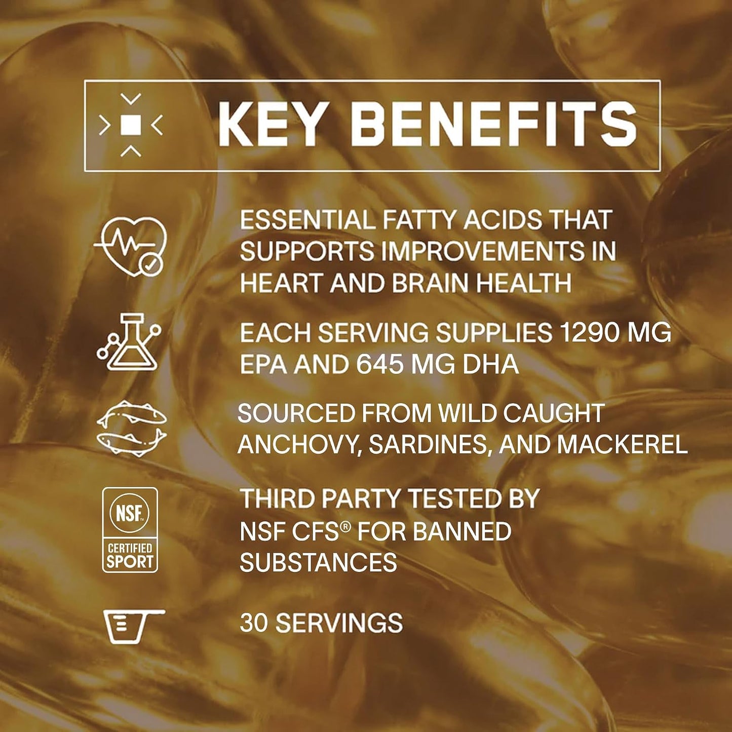 BARE PERFORMANCE NUTRITION, BPN Strong Omega Fish Oil Soft Gel, 1290mg Fish Oil per Capsule, Wild Caught Fish, Sustainably Sourced, IFOS Certified, 30 Servings