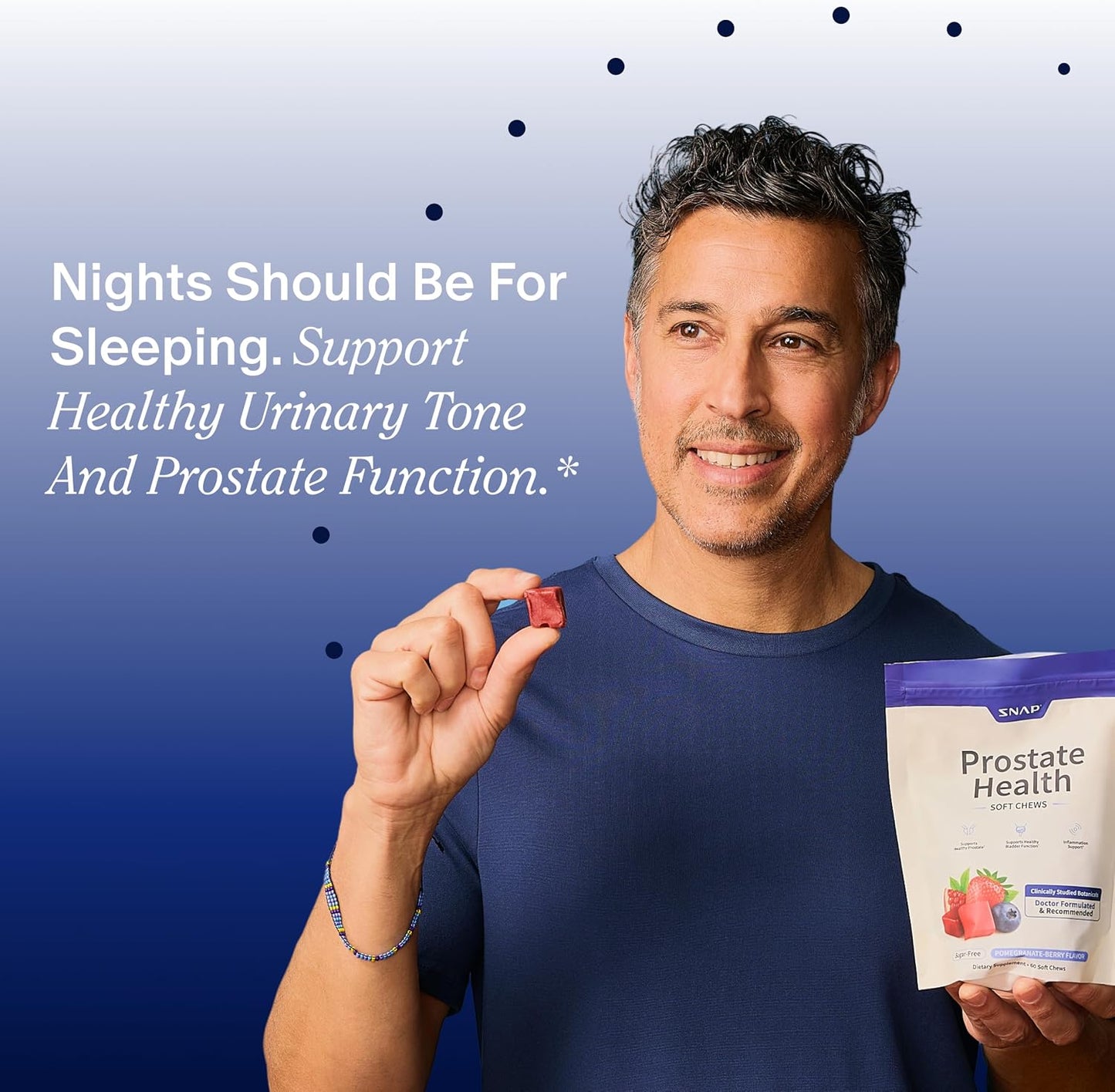Snap Supplements Prostate Health Supplement for Men, 60 Sugar-Free Chews | Plant Sterols, Nettle Root & Reishi Mushroom - Supports Prostate and Urinary Wellness, Pomegranate-Berry Flavor, Vegan