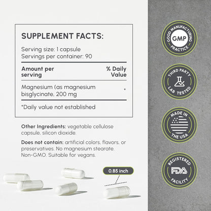 partiQlar Magnesium Glycinate 200mg - Sleep & Muscle Support, 60 Caps