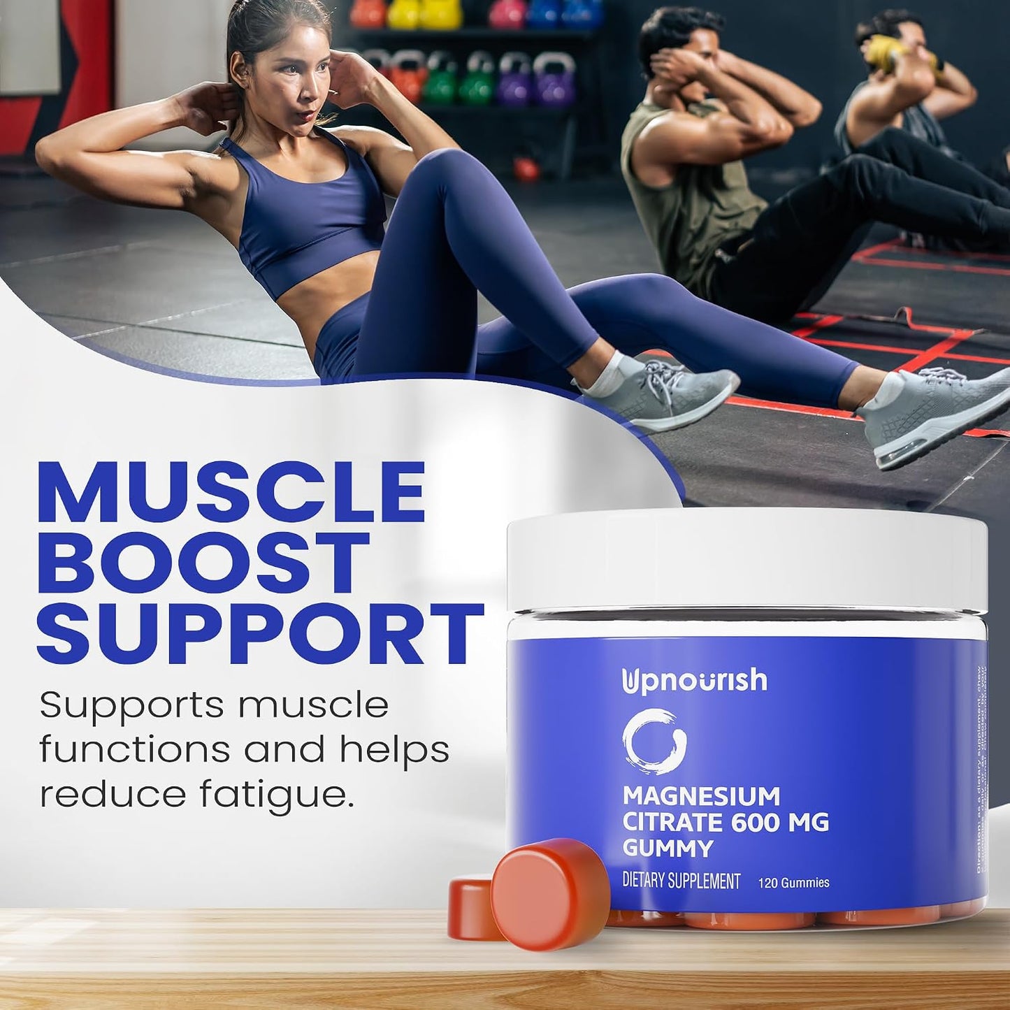 UpNourish Magnesium Gummies for Adults & Kids Magnesium Citrate Gummies 600mg, Calm Supplement for Muscle Relaxation, Bone and Digestive Health, Citrato de Magnesio, Vegan, Non-GMO, 120 Count