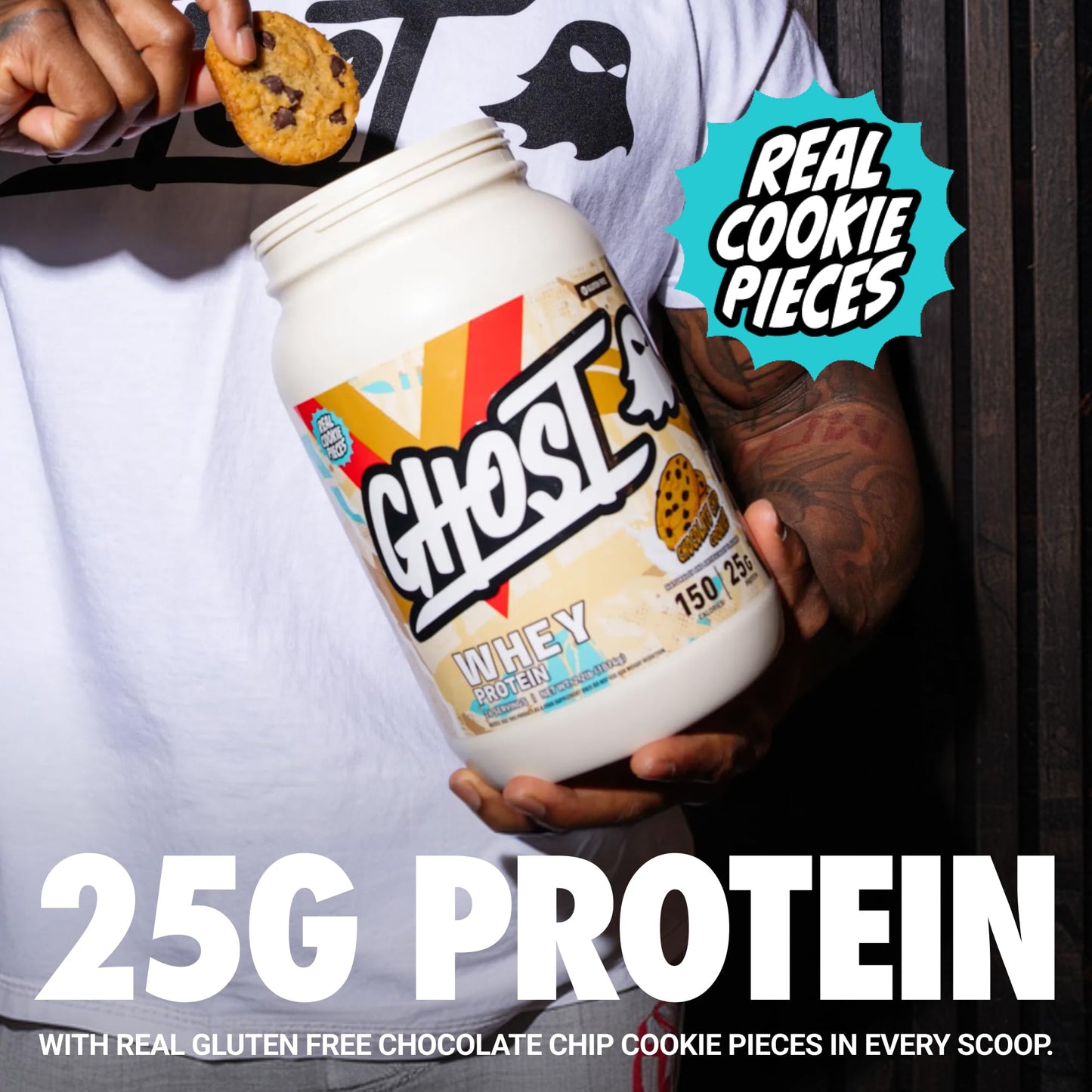 GHOST Whey Protein Powder, Cinnabon - 2LB, 25G of Protein - Cinnamon Roll Flavored Isolate, Concentrate & Hydrolyzed Whey Protein Blend - Post Workout Shakes - Soy & Gluten Free