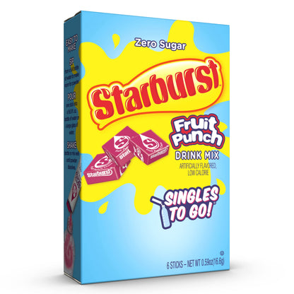 Starburst Cherry Singles To Go Sugar Free Drink Mix Packets - Pack of 6