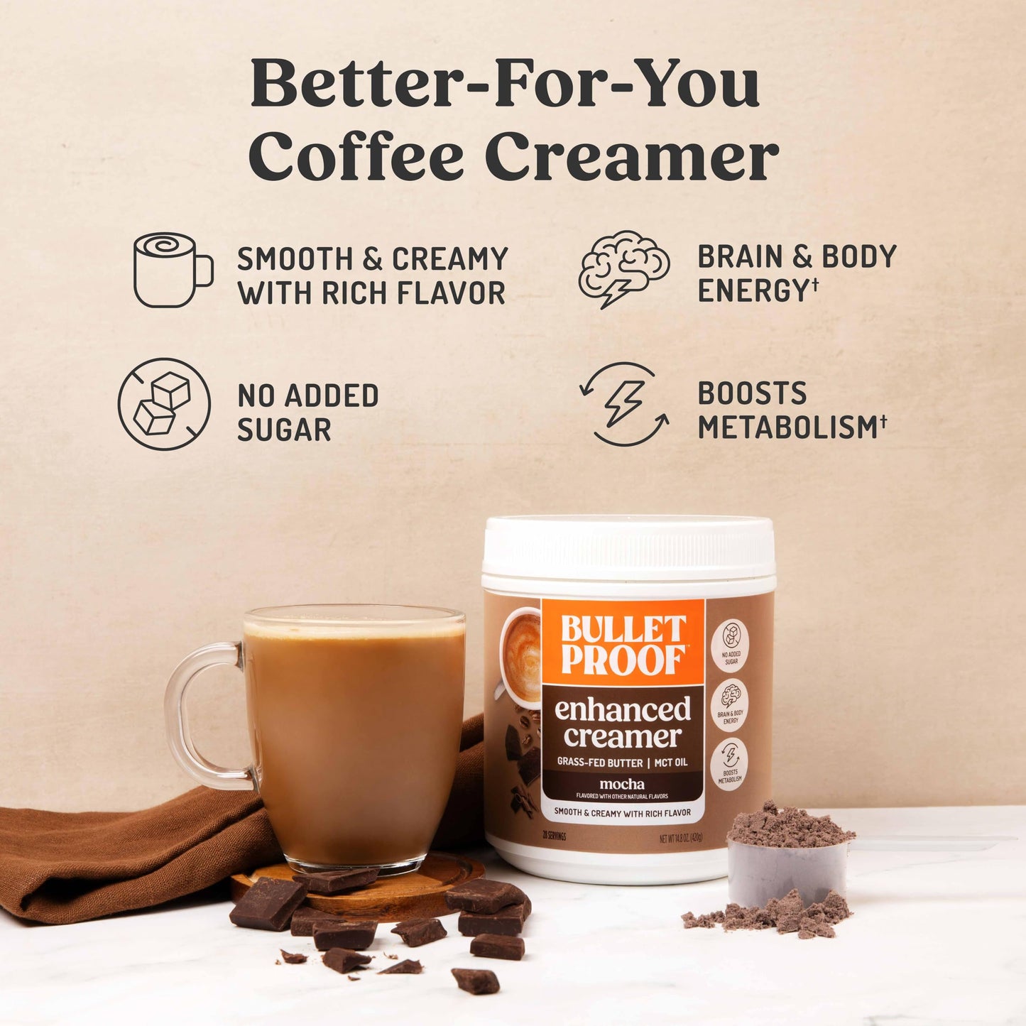 Bulletproof Original Creamer, 14.8 Ounces, Keto Coffee Creamer with MCT Oil and Grass-Fed Butter, Supports Brain Function