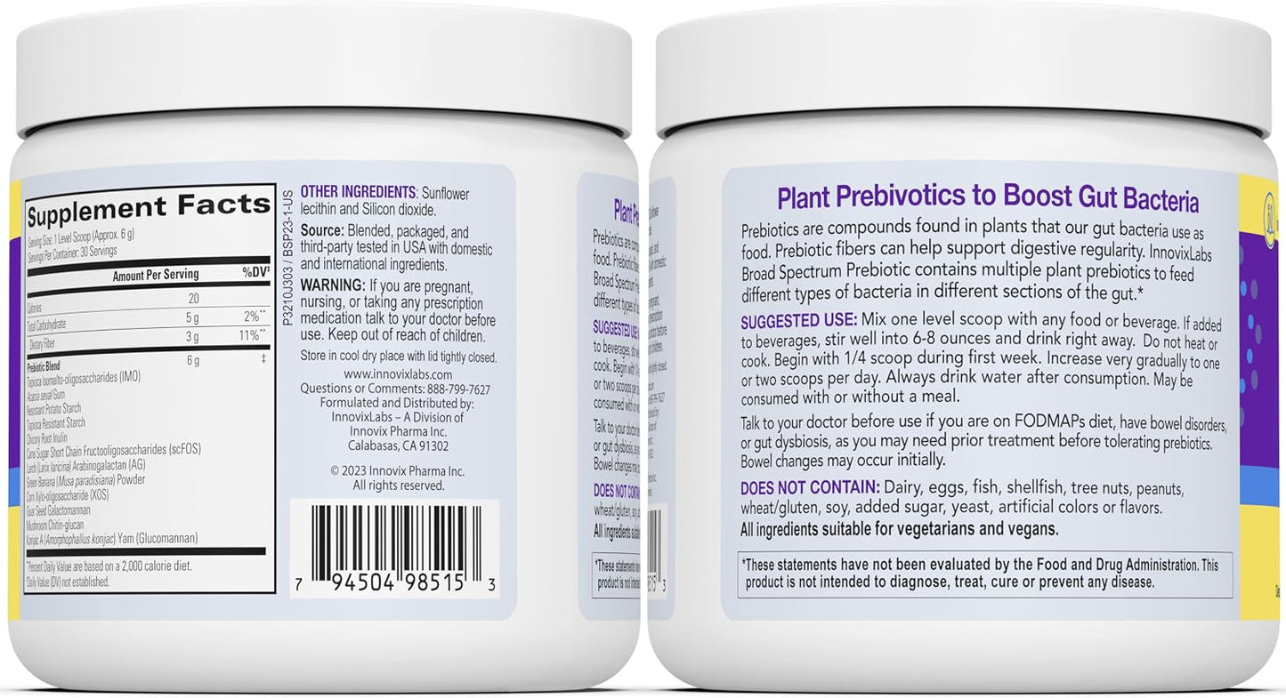 InnovixLabs Probiotic & Prebiotic Bundle Multi-Strain Probiotic (60 Time-Release Capsules) Prebiotic Fiber Powder (30-Day Supply). Boost Probiotic Growth for Gut and Immune Health.*