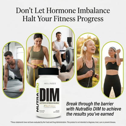 NutraBio DIM Supplement, Supports Estrogen Balance, 100mg - 60 Vegetable Capsules