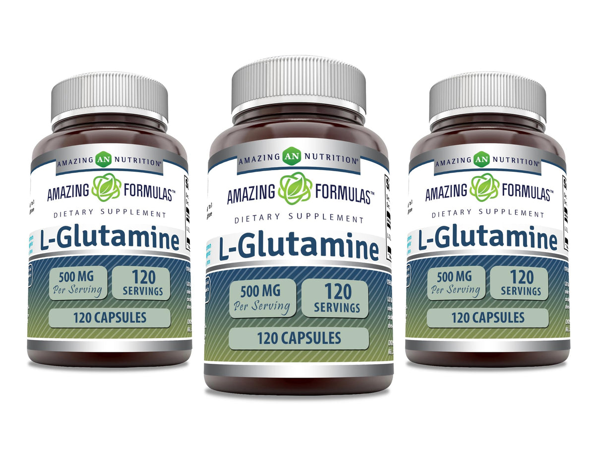 Amazing Formulas L-Glutamine Amino Acid Supplement | 500 Mg | Capsules | Non-GMO | Gluten-Free | Made in USA (1 Pack | 120 Count)