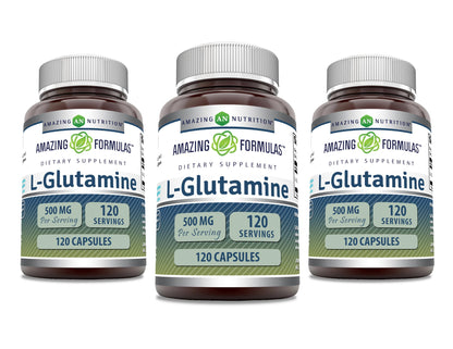 Amazing Formulas L-Glutamine Amino Acid Supplement | 500 Mg | Capsules | Non-GMO | Gluten-Free | Made in USA (1 Pack | 120 Count)