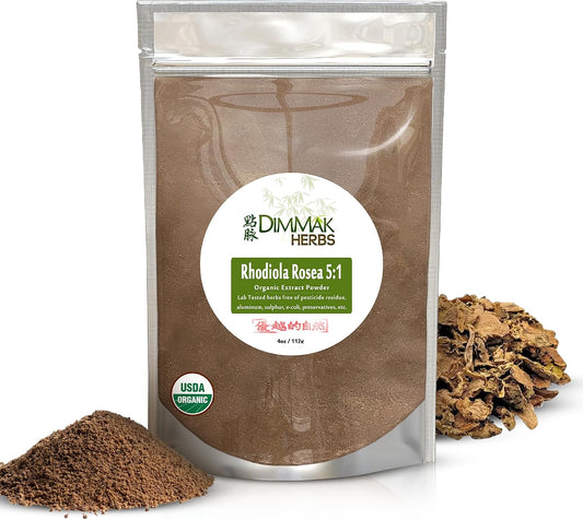Organic Rhodiola Rosea Extract 5:1 Powder (High Potency Adaptogen)- TCM Doctor Formulated 100% Golden Root for Energy, Focus & Cortisol Support- Non-GMO, Extra Strength Concentrate (4oz)