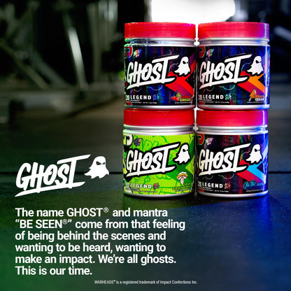 GHOST Legend All Out Pre-Workout Powder, Strawbango - 20 Servings - Preworkout Drink Mix Supplement for Men & Women - Energy & Pumps - Caffeine, Beta Alanine, Betaine, NO3-T- Sugar Free