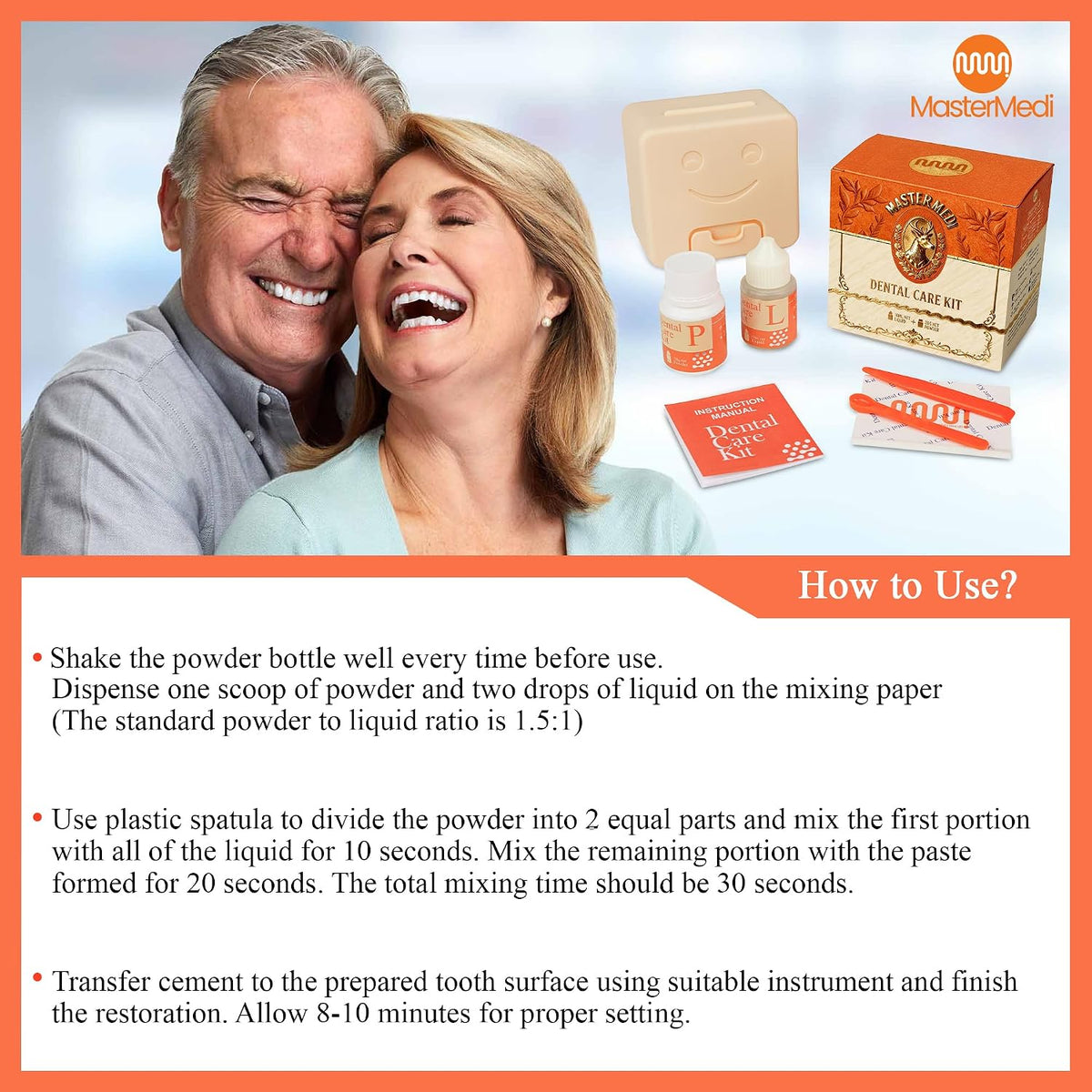 Zinc Oxide Eugenol Dental Cement Kit for Crowns, Bridges & Fillings | Includes Powder, Liquid & Mixing Accessories