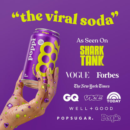 POPPI Sparkling Prebiotic Soda, Beverages w/Apple Cider Vinegar, Seltzer Water & Juice