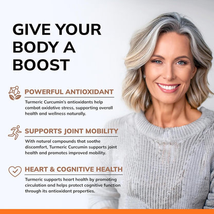 aSquared Nutrition Turmeric Curcumin 1300mg with BioPerine Black Pepper Extract - 180 Capsules - with 95% Curcuminoids, 100% Natural Tumeric Root Powder Supplements, Pure & Joint Stiffness Pills