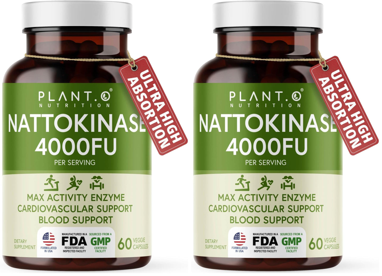 PLANT.O NUTRITION Nattokinase Supplement with Max Enzyme Support - 4,000 FU Per Serving - Premium Nattokinase Formula for Heart Health Support - 60 Capsules - Made in USA