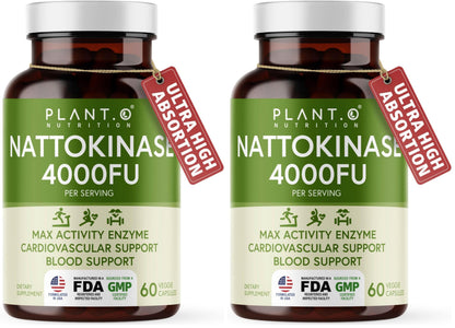 PLANT.O NUTRITION Nattokinase Supplement with Max Enzyme Support - 4,000 FU Per Serving - Premium Nattokinase Formula for Heart Health Support - 60 Capsules - Made in USA