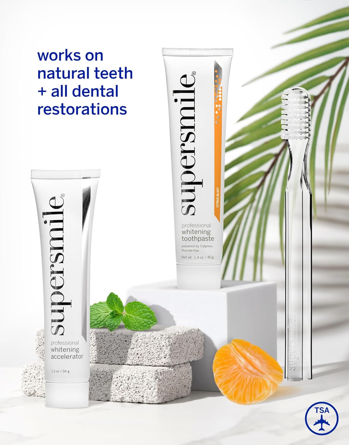 Supersmile Fluoride-Free Whitening Gift Set, Citrus Blast + Travel Bag