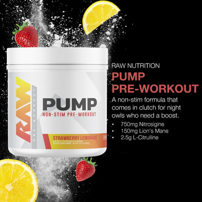 RAW Pump Stim Free Pre Workout (Watermelon) - Non-Stimulant Pre Workout Supplement Powder Nitric Oxide Booster - Pre Workout Supplements Drink for During Workout - 40 Servings
