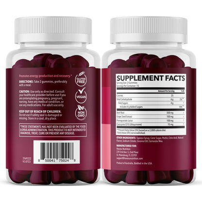 Beet Root Gummies with COQ10 and Grape Seed, Mixed Berry, 30 Servings | Nitric Oxide Supplement with Beetroot, Grape Seed Extract and COQ10 for Performance and Recovery, Vegan, Non-GMO, Gluten-Free