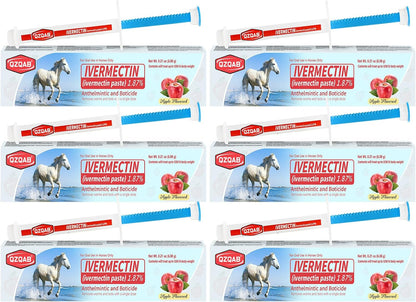 Ivermectin Horse Paste Dewormer , Horse Wormer Paste, Apple Flavor, 0.21 Ounces, 6 Pack
