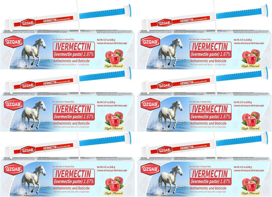 Ivermectin Horse Paste Dewormer , Horse Wormer Paste, Apple Flavor, 0.21 Ounces, 6 Pack