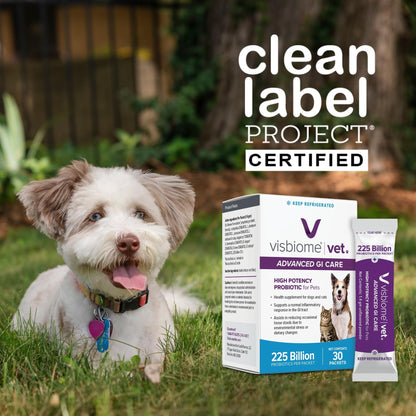Visbiome® Vet Advanced GI Care Probiotic for Dogs & Cats, 225B CFU, 30 ct | Veterinarian Recommended, De Simone Formulation®, Multi-Strain, Refrigerated Probiotics, Weight-Based Dosing, Made in USA