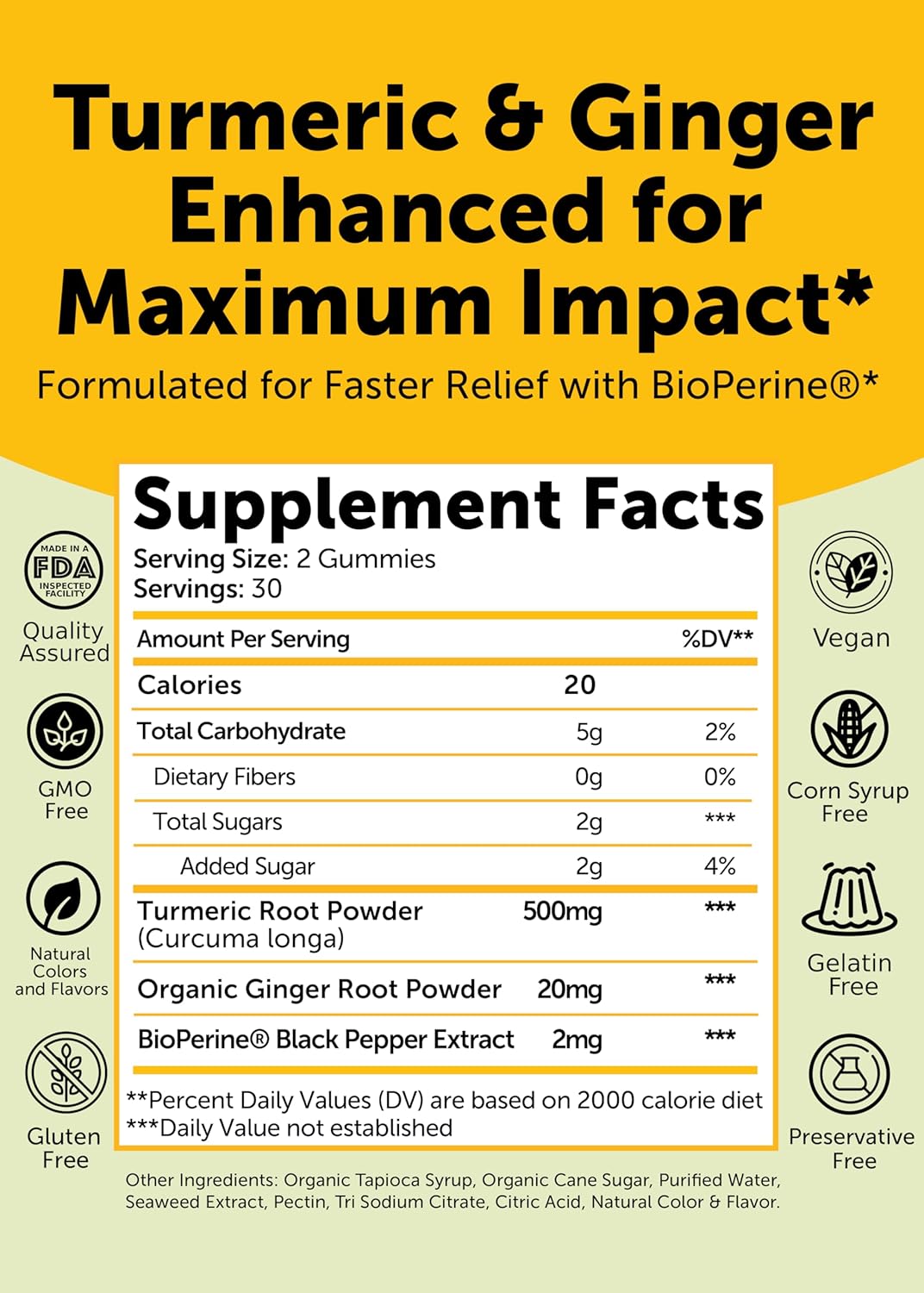 Lunakai USA Made Turmeric and Ginger Supplement Gummies 500mg with Black Pepper – High Absorption Curcumin Turmeric Gummies for Joint Comfort, Daily Immune Support, Non-GMO, 60ct
