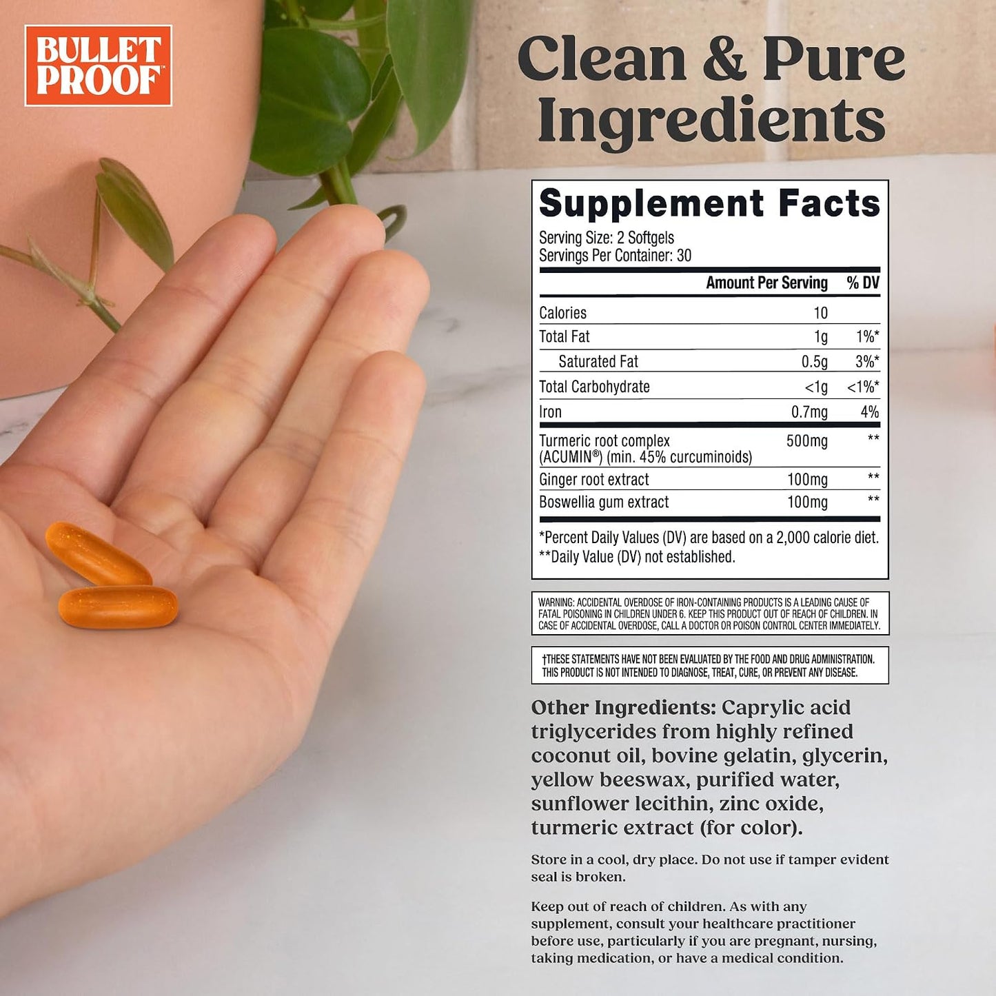 Bulletproof Turmeric Curcumin Complex Inflammation Response Softgels, 60 Count, Keto Supplement for Joint and Inflammation Support, Antioxidant Support