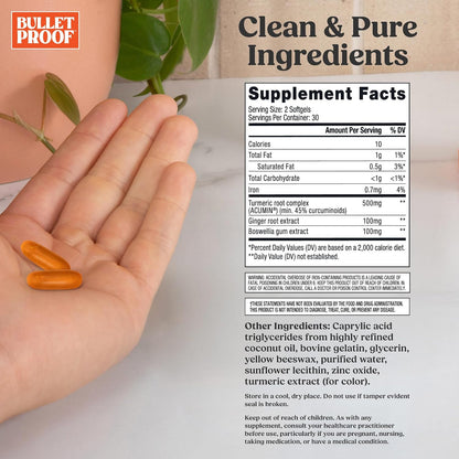 Bulletproof Turmeric Curcumin Complex Inflammation Response Softgels, 60 Count, Keto Supplement for Joint and Inflammation Support, Antioxidant Support
