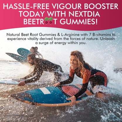 Beet Root Gummies, 9 IN 1 Nitric Oxide Supplements for Men & Women w/ L-Arginine, B1, B2, B3, B5, B6, Folate, B12, Sugar Free Beetroot Gummies for Energy Boost & Circulation, 120 Beet Chews, Vegan