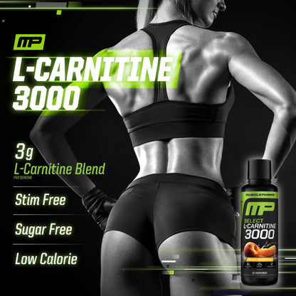 Muscle Pharm L-Carnitine 3000, The Ultimate Liquid L Carnitine Supplement for High-Performance, Supports Metabolism, Hydration & Energy, Zero Sugar, Low Calories, Sour Cherry Flavor, 32 Servings