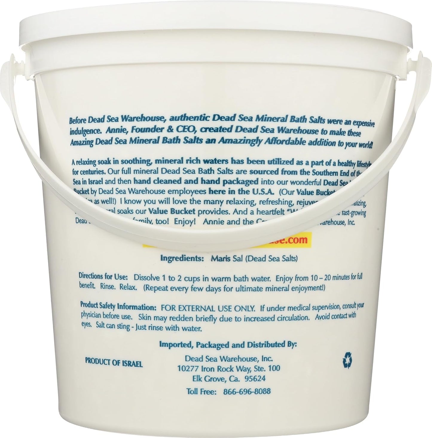 Dead Sea Warehouse-Amazing Minerals Dead Sea Bath Salts,100% Full Mineral Therapeutic Bath Salts, Detoxifying & Moisturizing, Exfoliating for Dry Skin, Unscented(5 lbs)