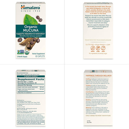 Himalaya USDA Organic Mucuna Pruriens Supplement, 600 mg, 60 Caplets