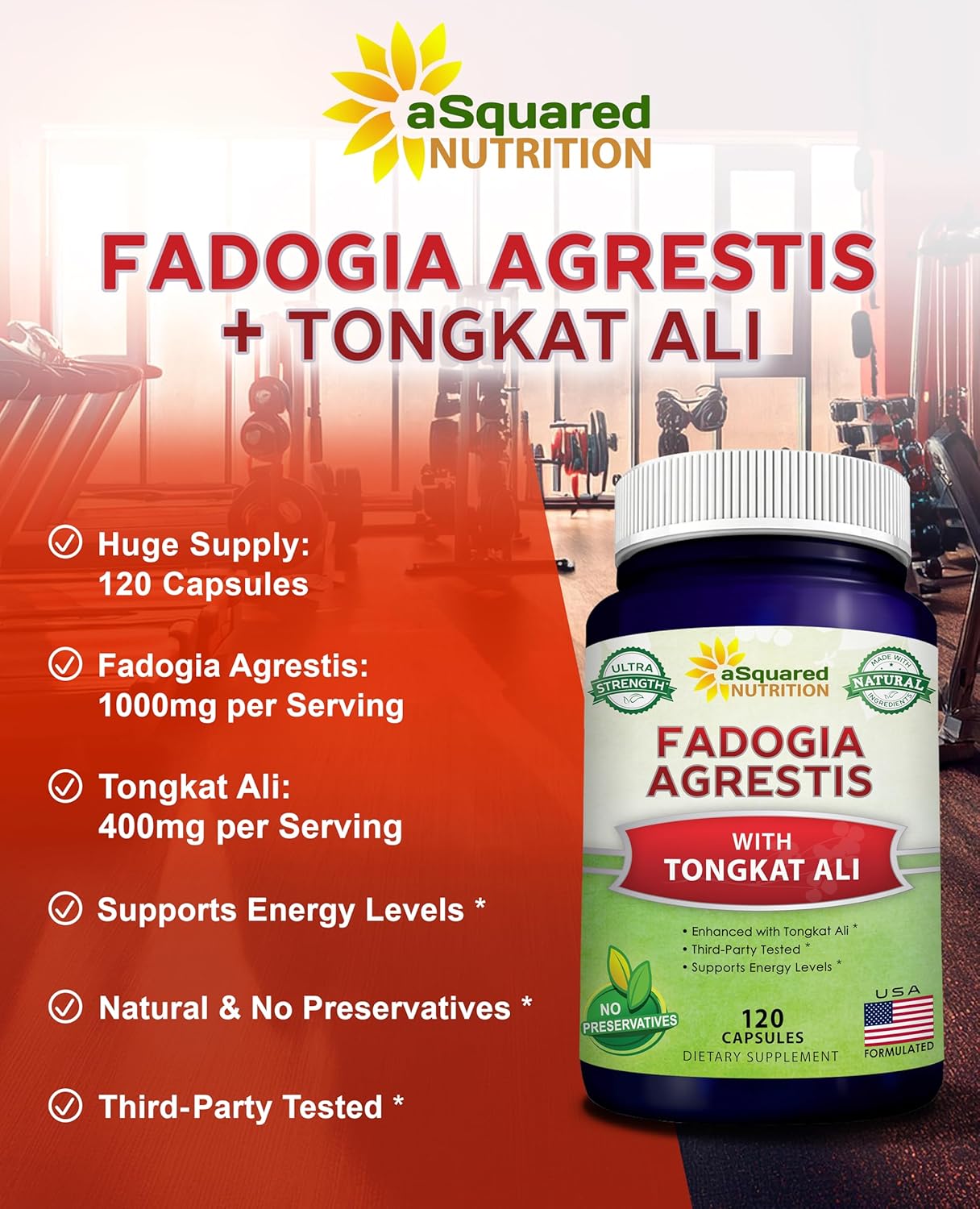 Fadogia Agrestis with Tongkat Ali - 1000mg Per Serving - 120 Capsules | Fadogia Agrestis & Tongkat Ali Extract Supplement - Powder Complex Pills for Men and Women