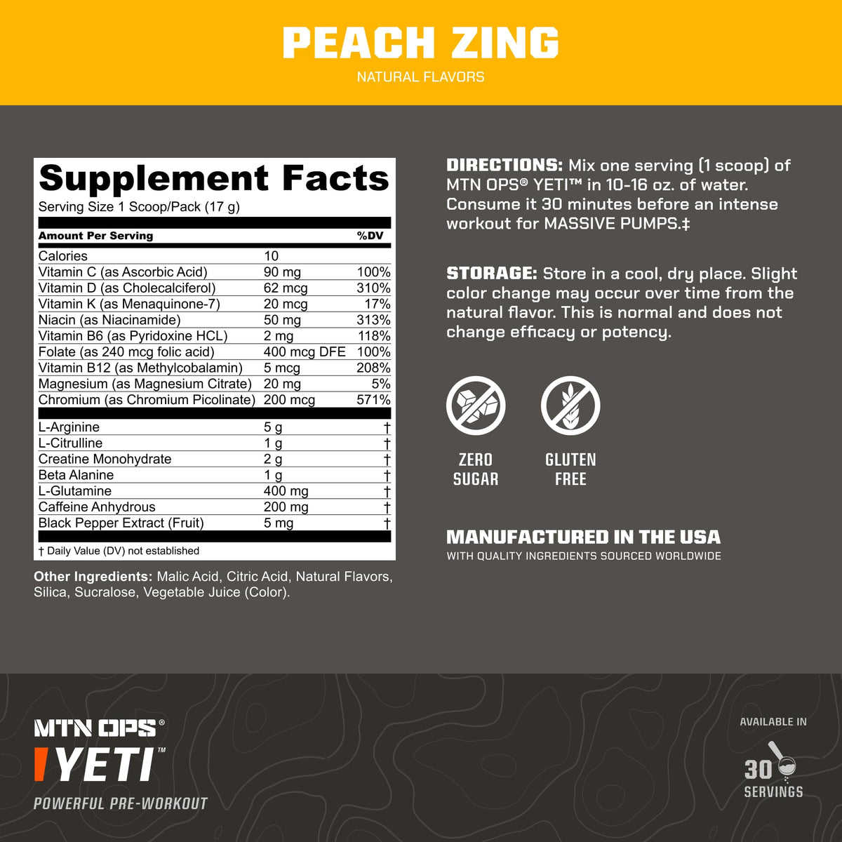 MTN OPS Yeti Pre-Workout Powder with Creatine, Tiger's Blood