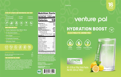 Venture Pal Sugar Free Electrolyte Powder, Liquid Daily IV Hydration Packet | 7 Electrolytes & 5 Vitamins, Electrolytes Dink Mix for Party Recovery & Instantly Hydration, Vegan, Keto-Friendly, 16 Sticks